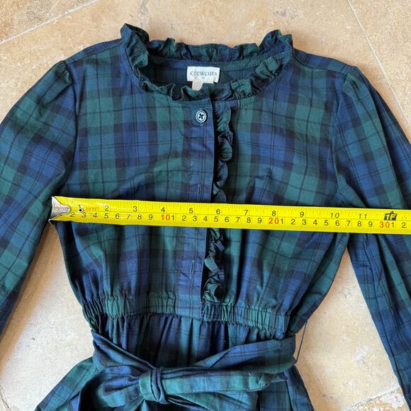 J.Crew Crewcuts Girls 6 Green/Blue Plaid Holiday Christmas Dress Preppy Cottage - Picture 5 of 6